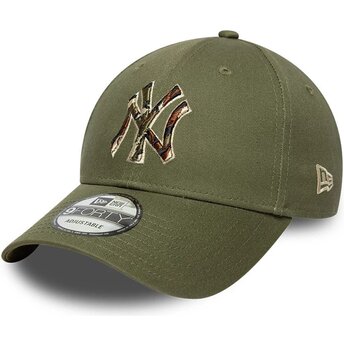 Čepice zaoblená zelená nastavitelný 9FORTY Outline Camo New York Yankees MLB New Era
