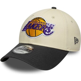 Čepice zaoblená béžová nastavitelný 9FORTY Colour Block Los Angeles Lakers NBA New Era