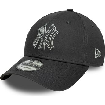 Čepice zaoblená šedá nastavitelný 9FORTY Metallic Outline New York Yankees MLB New Era