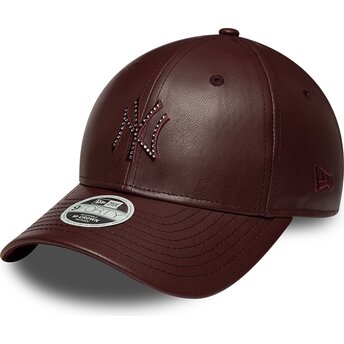 Čepice zaoblená hnědá snapback 9FORTY M-Crown PU Diamante New York Yankees MLB New Era