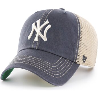 Čepice zaoblená šedá snapback Clean Up Trawler Vintage Navy New York Yankees MLB 47 Brand