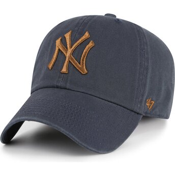 Čepice zaoblená šedá nastavitelný Clean Up Contrast Vintage Navy New York Yankees MLB 47 Brand