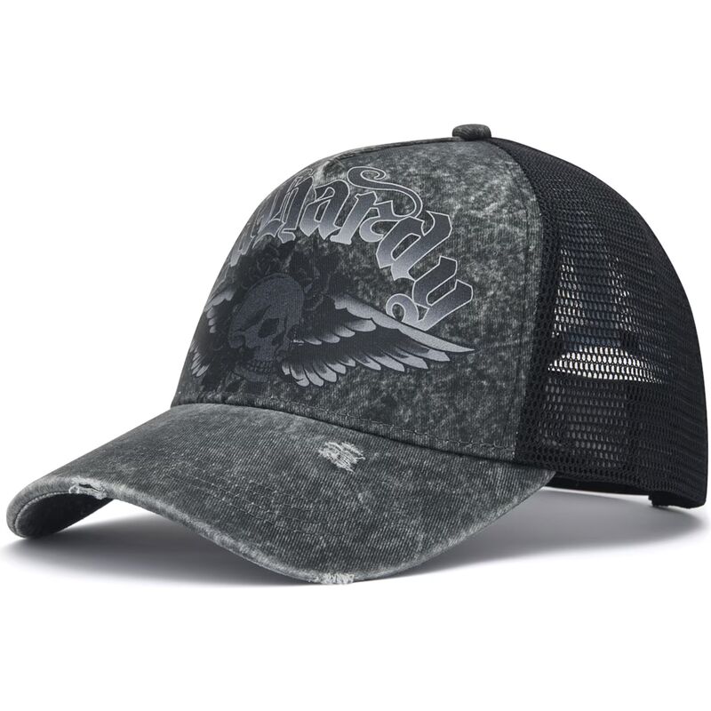 cepice-zaoblena-seda-snapback-flaming-gothic-skull-washed-ed-hardy