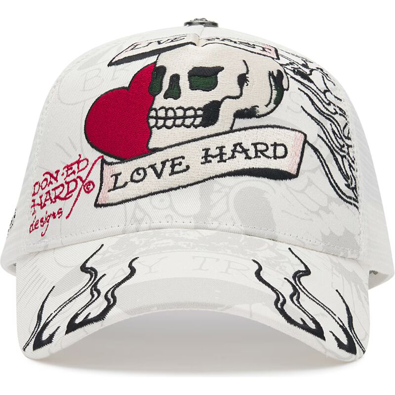 cepice-zaoblena-bila-snapback-live-fast-love-hard-ed-hardy