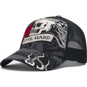 Čepice zaoblená černá snapback Live Fast Love Hard Ed Hardy