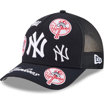 Čepice zaoblená námořnická modrá snapback 9FORTY M-Crown A Frame All Over New York Yankees MLB New Era