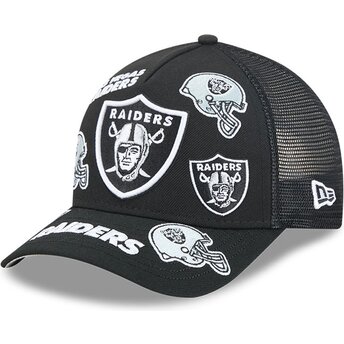 Čepice zaoblená černá snapback 9FORTY M-Crown A Frame All Over Las Vegas Raiders NFL New Era