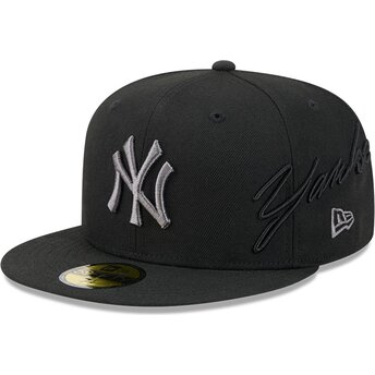 Čepice rovná černá přiléhavá 59FIFTY Side Script New York Yankees MLB New Era