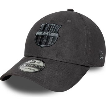 Čepice zaoblená šedá přiléhavá 39THIRTY Faux Suede FC Barcelona LALIGA New Era