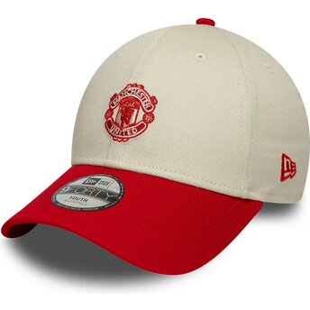 Čepice zaoblená béžová nastavitelný pro děti 9FORTY Contrast Manchester United Football Club Premier League New Era