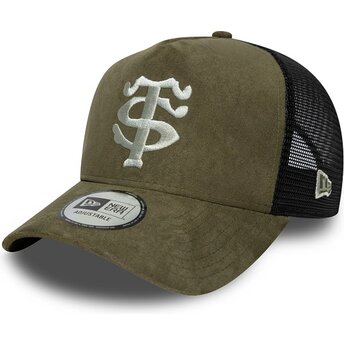 Čepice zaoblená zelená snapback E Frame Faux Suede Stade Toulousain Top 14 New Era