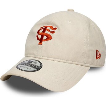Čepice zaoblená béžová nastavitelný 9TWENTY Faux Suede Stade Toulousain Top 14 New Era