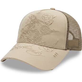 Čepice zaoblená khaki snapback Outline Ed Hardy