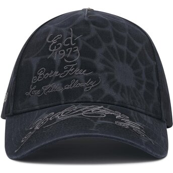 Čepice zaoblená černá snapback Spiderweb Ed Hardy
