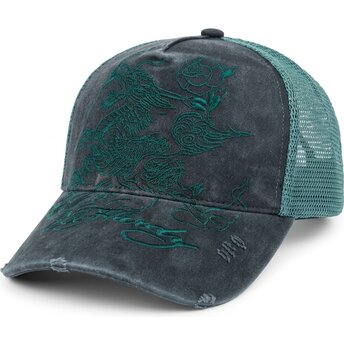 Čepice zaoblená černá snapback Outline Distressed Ed Hardy