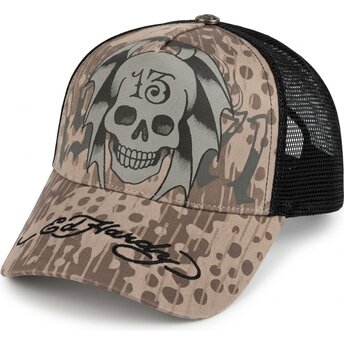 Čepice zaoblená šedá snapback 13 Skull Ed Hardy