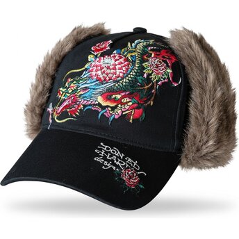 Čepice zaoblená černá přiléhavá Crawling Trapper Ed Hardy