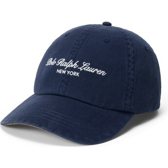 Čepice zaoblená námořnická modrá nastavitelný Woven Script Polo Ralph Lauren