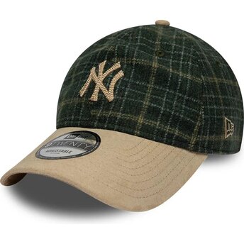 Čepice zaoblená zelená nastavitelný 9TWENTY Mix Check New York Yankees MLB New Era