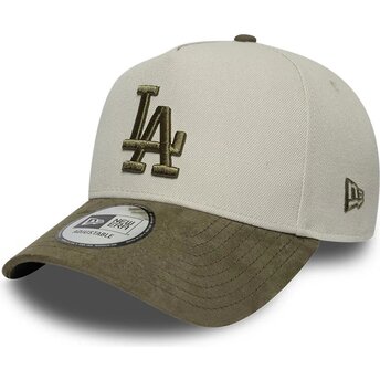 Čepice zaoblená zelená snapback 9FORTY E Frame Suede Visor Los Angeles Dodgers MLB New Era