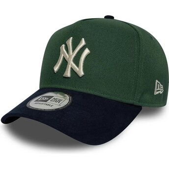 Čepice zaoblená zelená snapback 9FORTY E Frame Suede Visor New York Yankees MLB New Era