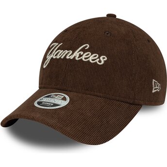 Čepice zaoblená hnědá nastavitelný 9TWENTY Cord Script New York Yankees MLB New Era