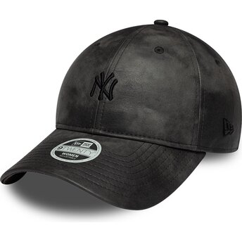 Čepice zaoblená černá nastavitelný 9TWENTY Washed PU New York Yankees MLB New Era