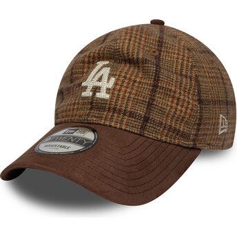 Čepice zaoblená hnědá nastavitelný 9TWENTY Mix Check Los Angeles Dodgers MLB New Era
