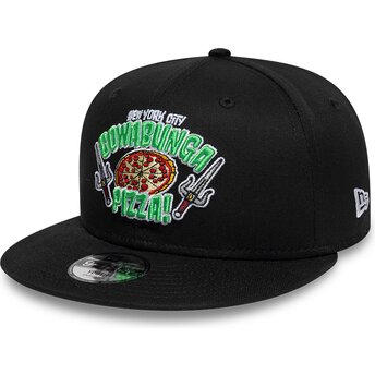 Čepice rovná černá snapback pro děti 9FIFTY Cowabunga Pizza Tortugas Ninja New Era