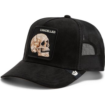 Čepice zaoblená černá snapback Suede Cancelled Skull Microsuede The Farm Goorin Bros.