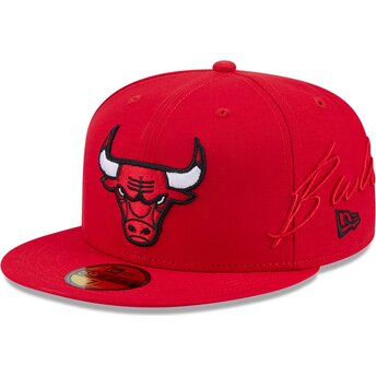 Čepice rovná červená přiléhavá 59FIFTY Side Script Chicago Bulls NBA New Era
