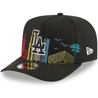 Čepice zaoblená černá snapback 9FIFTY A Frame Precurved Skyline Los Angeles Dodgers MLB New Era