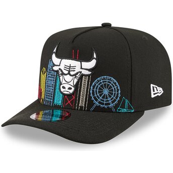 Čepice zaoblená černá snapback 9FIFTY A Frame Precurved Skyline Chicago Bulls NBA New Era