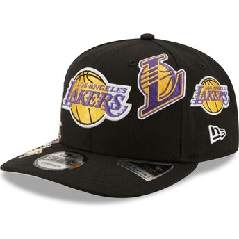 Čepice zaoblená černá snapback 9FIFTY A Frame Precurved Multi Patch Los Angeles Lakers NBA New Era