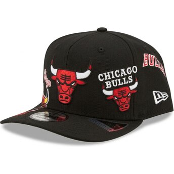 Čepice zaoblená černá snapback 9FIFTY A Frame Precurved Multi Patch Chicago Bulls NBA New Era