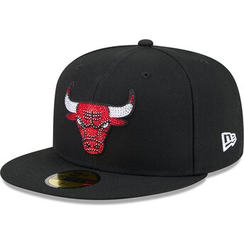 Čepice rovná černá přiléhavá 59FIFTY Rhinestone Badge Chicago Bulls NBA New Era