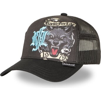 Čepice zaoblená černá snapback N°266 Chained Wolf Rock’nFreeLife