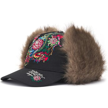 Čepice zaoblená černá přiléhavá Crawling Trapper Ed Hardy