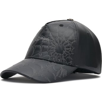 Čepice zaoblená černá nastavitelný Spiderweb PU Leather Ed Hardy