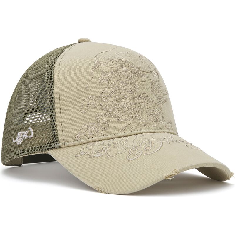 cepice-zaoblena-khaki-snapback-outline-ed-hardy