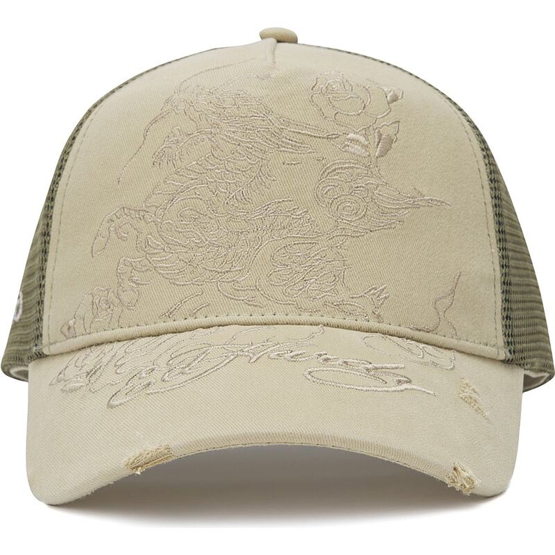 cepice-zaoblena-khaki-snapback-outline-ed-hardy