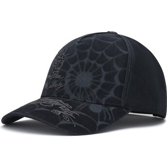 Čepice zaoblená černá snapback Spiderweb Ed Hardy