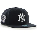 marineblaue-flache-snapback-kappe-unifarben-mit-seitlichem-logo-mlb-new-york-yankees-von-47-brand