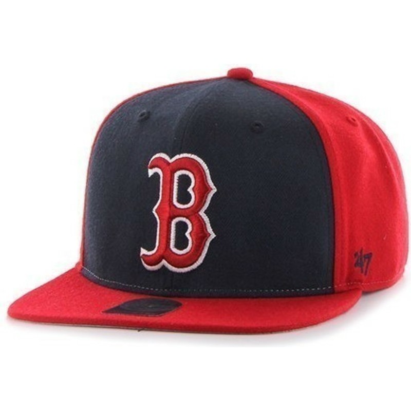 47-brand-flat-brim-seitliches-logo-mlb-boston-red-sox-smooth-snapback-cap-rot