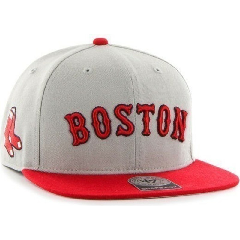 47-brand-flat-brim-seitliches-logo-mlb-boston-red-sox-snapback-cap-grau
