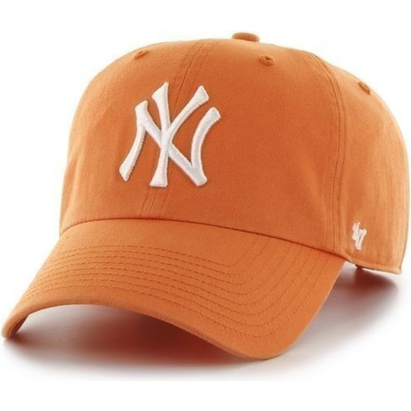 47-brand-curved-brim-grosses-vorderes-logo-mlb-new-york-yankees-cap-orange