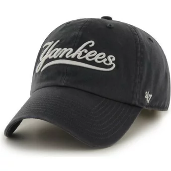 47 Brand Curved Brim Script Logo New York Yankees MLB Clean Up Cap marineblau
